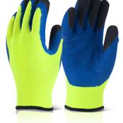 Bf3sy Size8 Medium yellow/blue Thermo-Star Lined Latex Grip Gloves