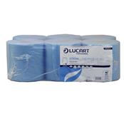 (pack Of 6) Lucart L-One Mini Strong 2ply Blue Centrefeed Paper Wiper Rolls